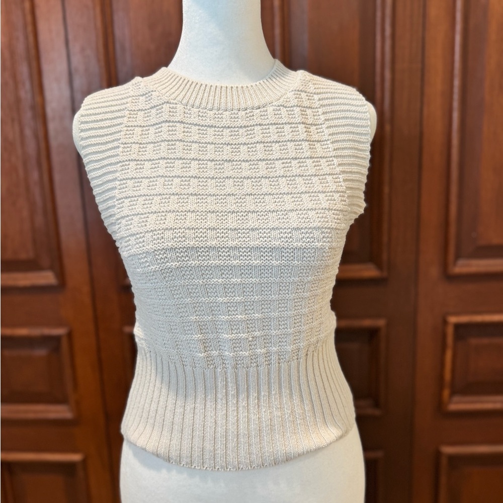 Mango Cream Knit Sleeveless Pullover
